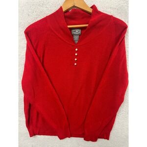 Designers Originals Red Luxelon Mock Neck Button Front Sweater X Large